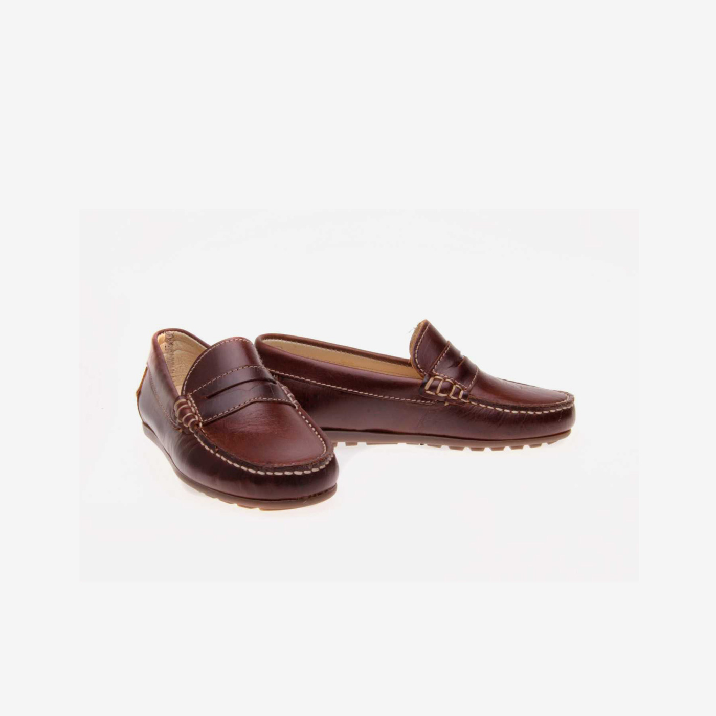 Mocasín para niño en piel con antifaz