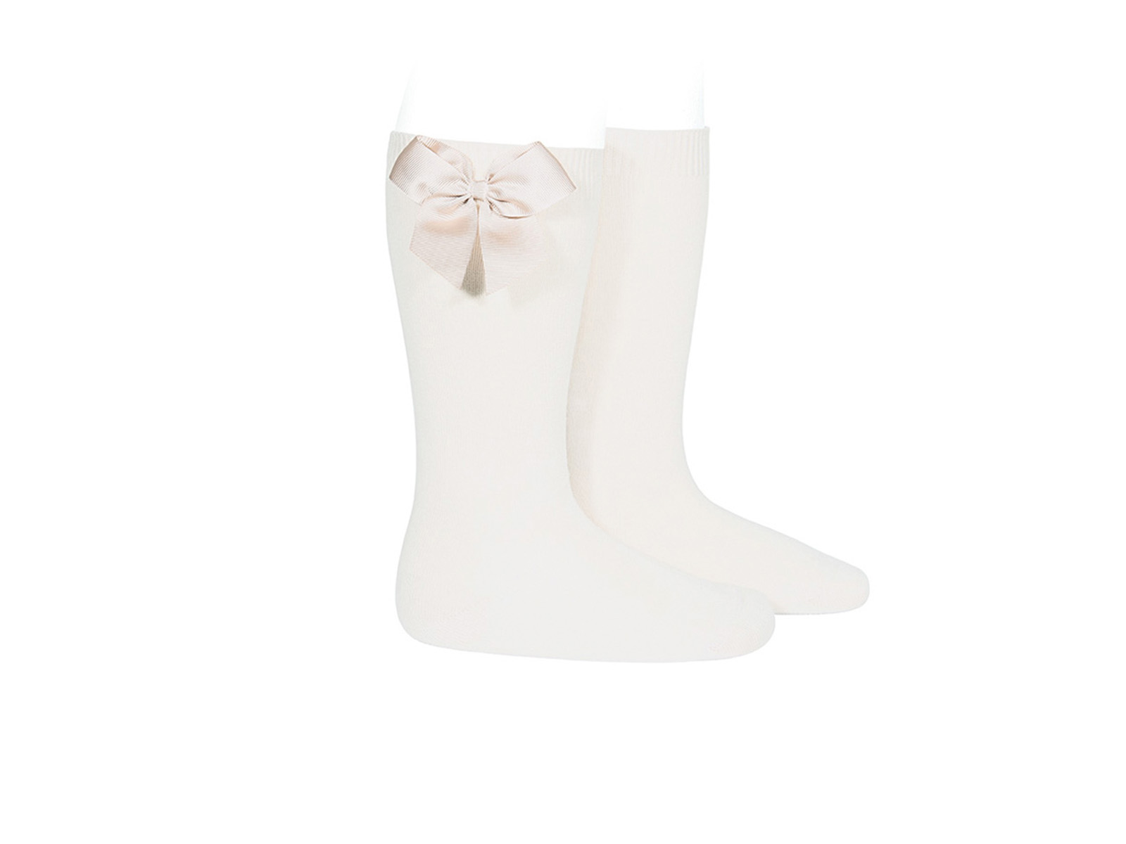 Calcetines Beige con lazo para niña