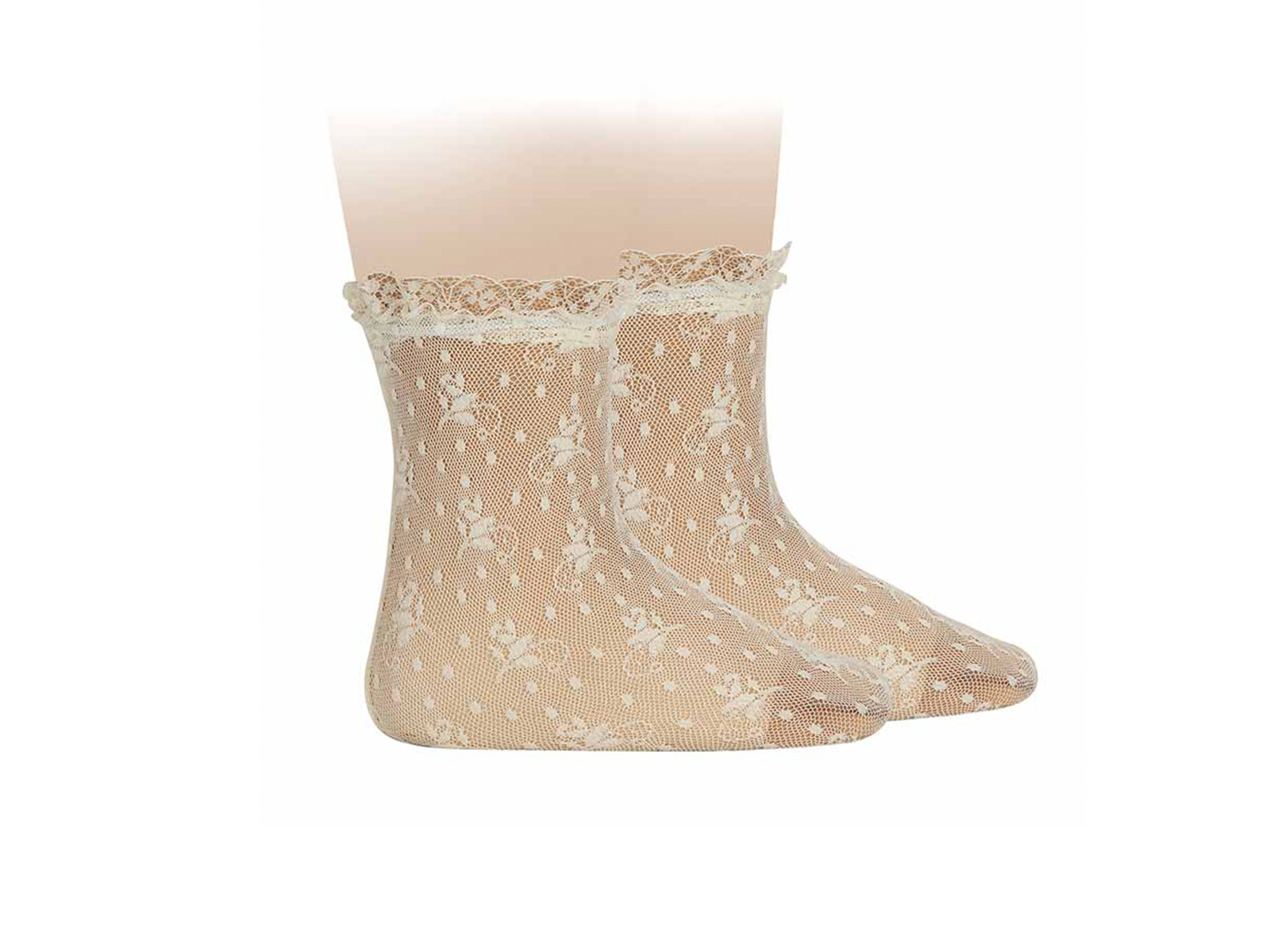 Calcetines beige de encaje para niña