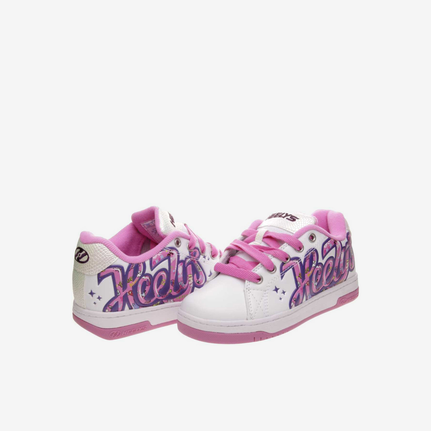 Deportiva de ruedas blanco de niña con cordones.