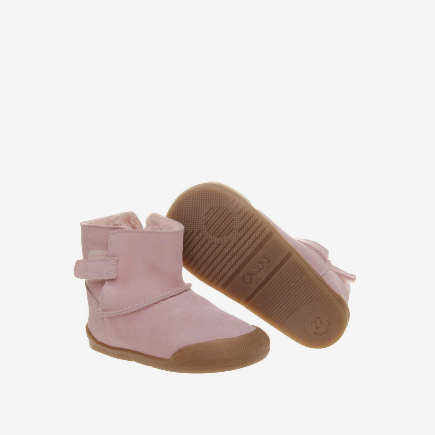 Bora niña respetuosa de ante rosa con velcro.