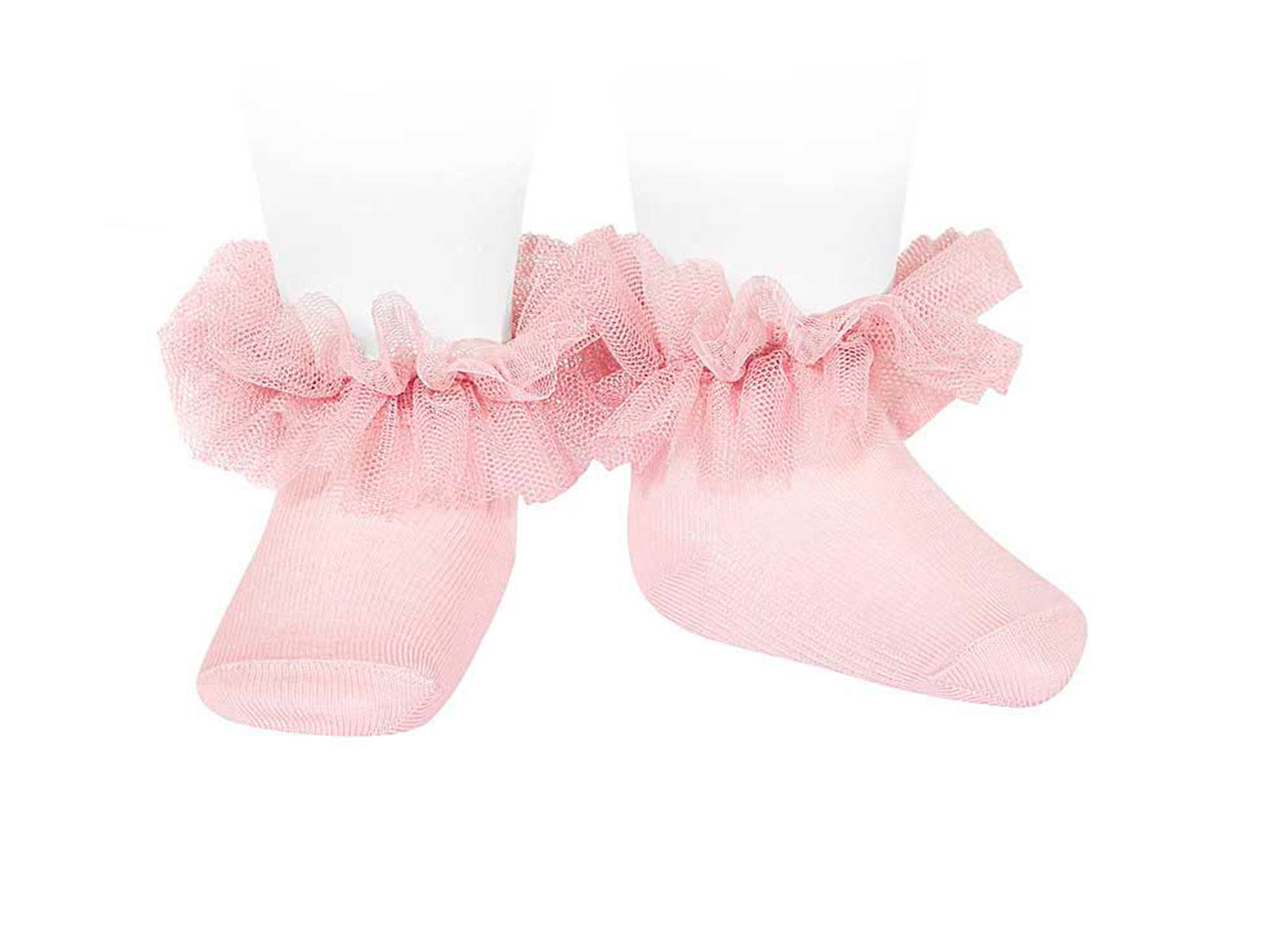 Calcetines niña rosa con volante de tul Cóndor