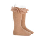 Calcetines altos color camel con tul