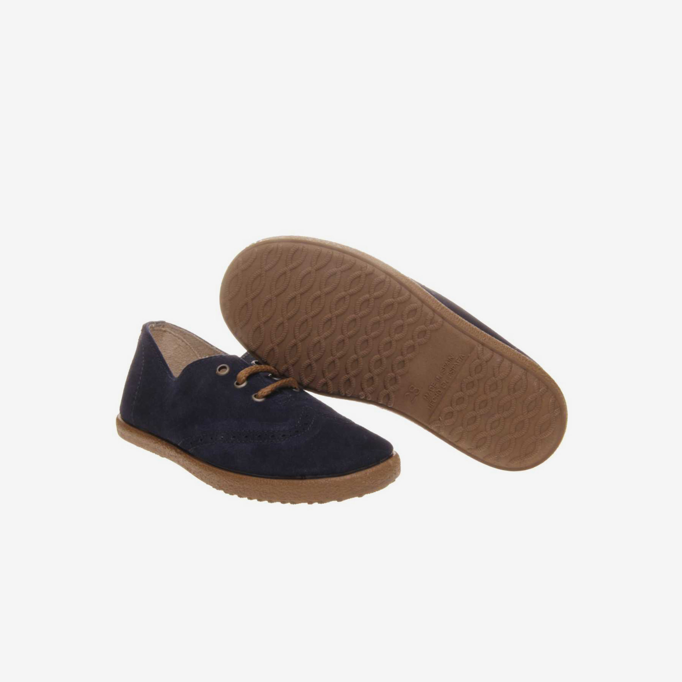 Blucher niño en serraje azul con cordones.