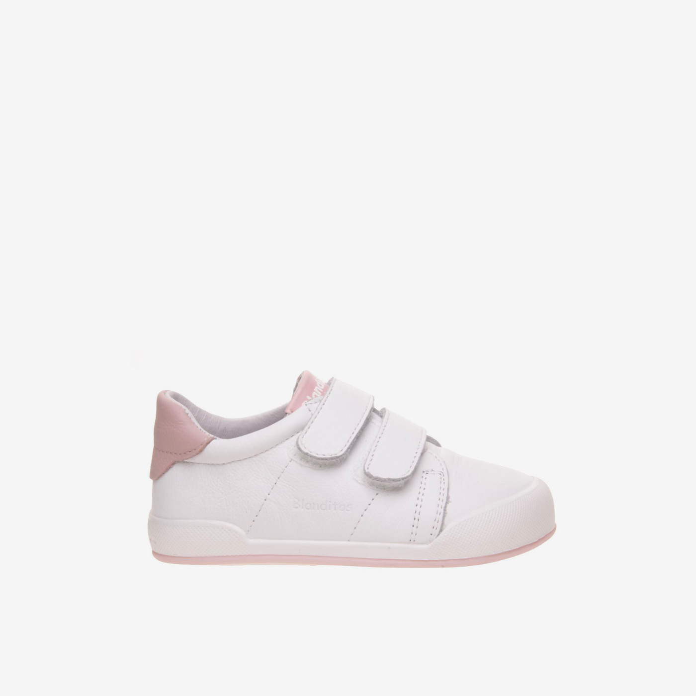 Blanditos deportivo respetuoso niña en blanco y rosa con velcro