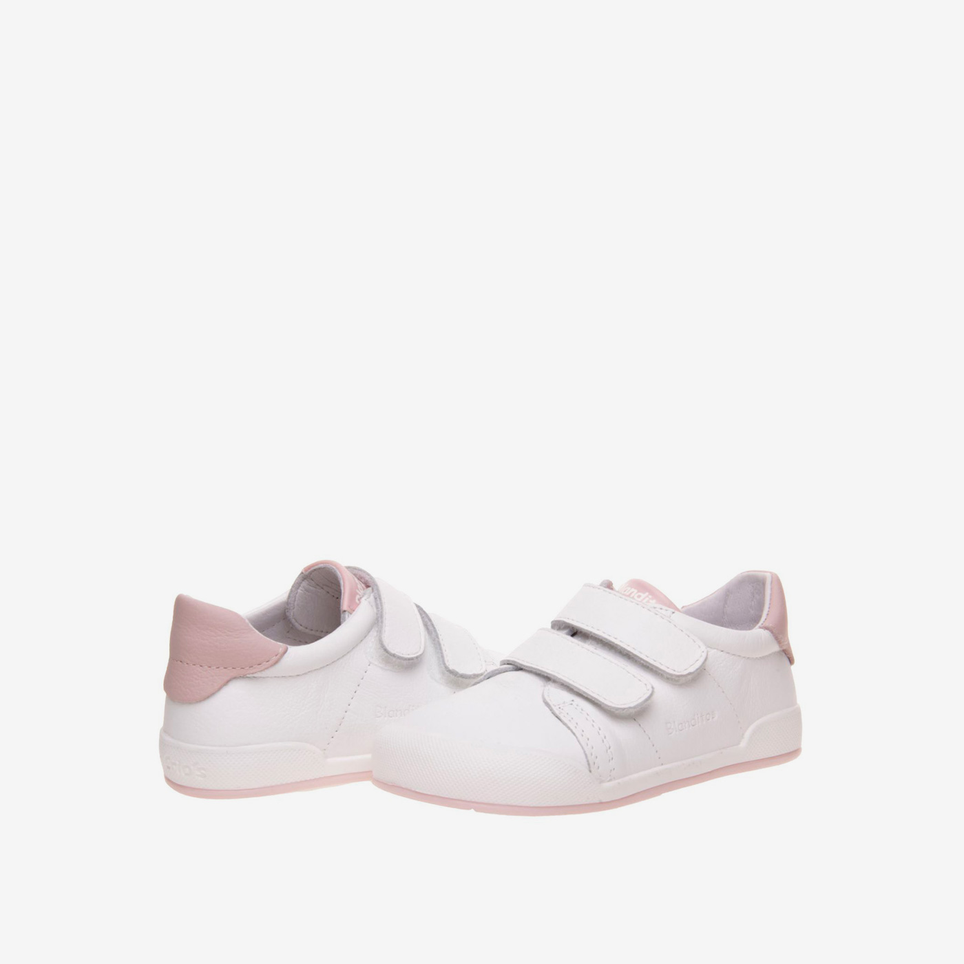 Blanditos deportivo respetuoso niña en blanco y rosa con velcro