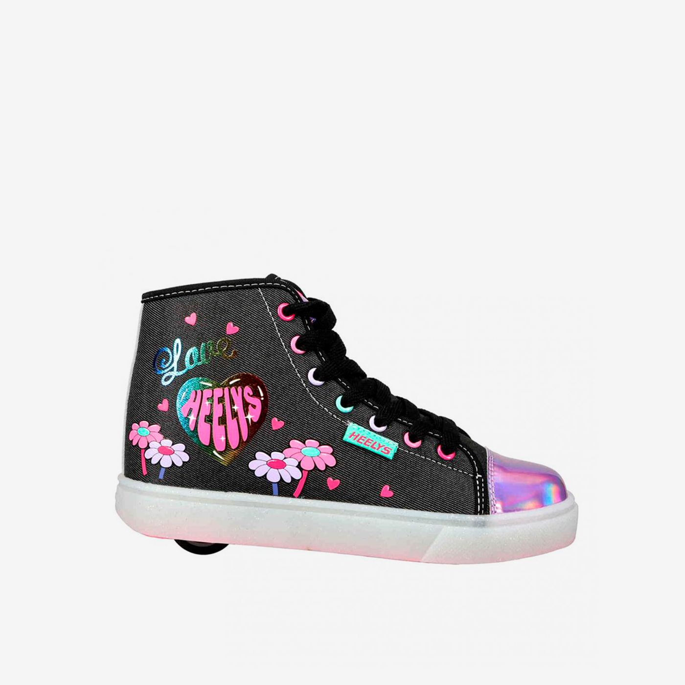Heelys botín de rurdas niña flores y corazones