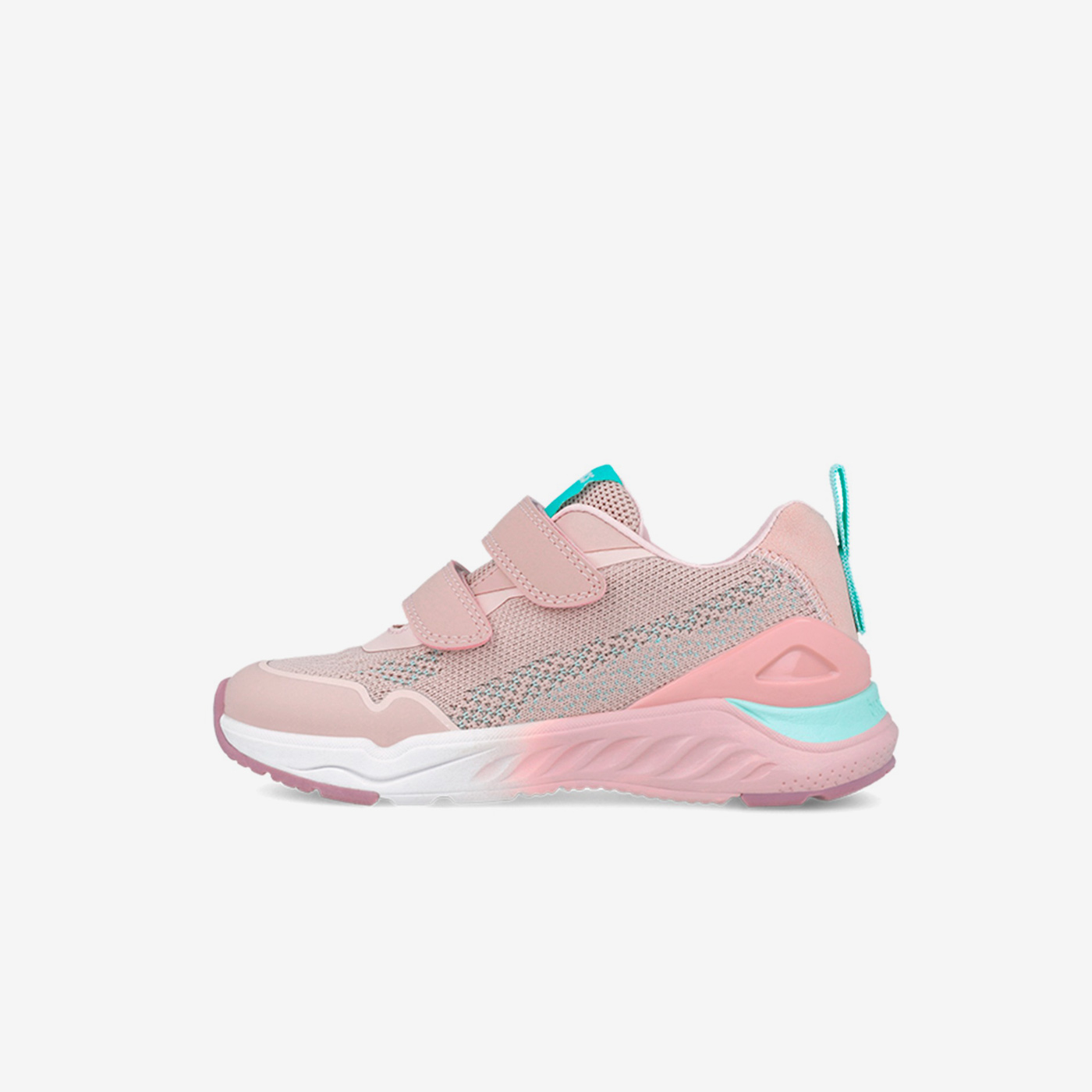 Deportiva rosa con puntera de goma y doble velcro.