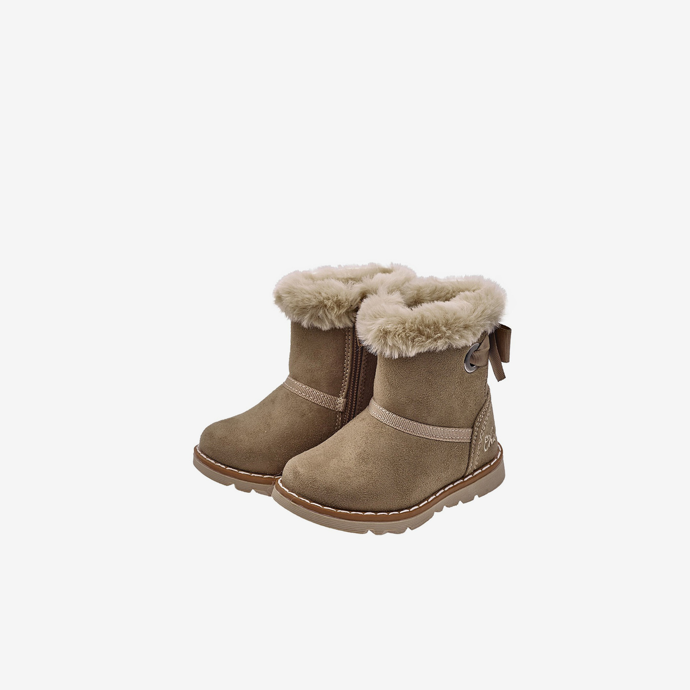 Bota niña Chicco beige con pelo y lazo cálida, cómoda y fácil de poner