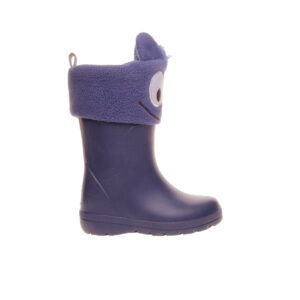 Bota de agua azul con calcetín térmico estilo monstruito de Isotoner. Flexible, calentita y segura para los días de lluvia y juegos sin parar.