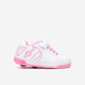 Heelys blancas y rosas con ruedas desmontables y cierre mixto. Comodidad, confianza y diversión para cada paso de tu pequeña.