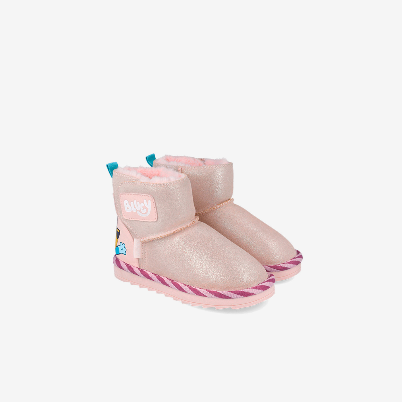 Bota Garvalín rosa Bluey con pelo y glitter