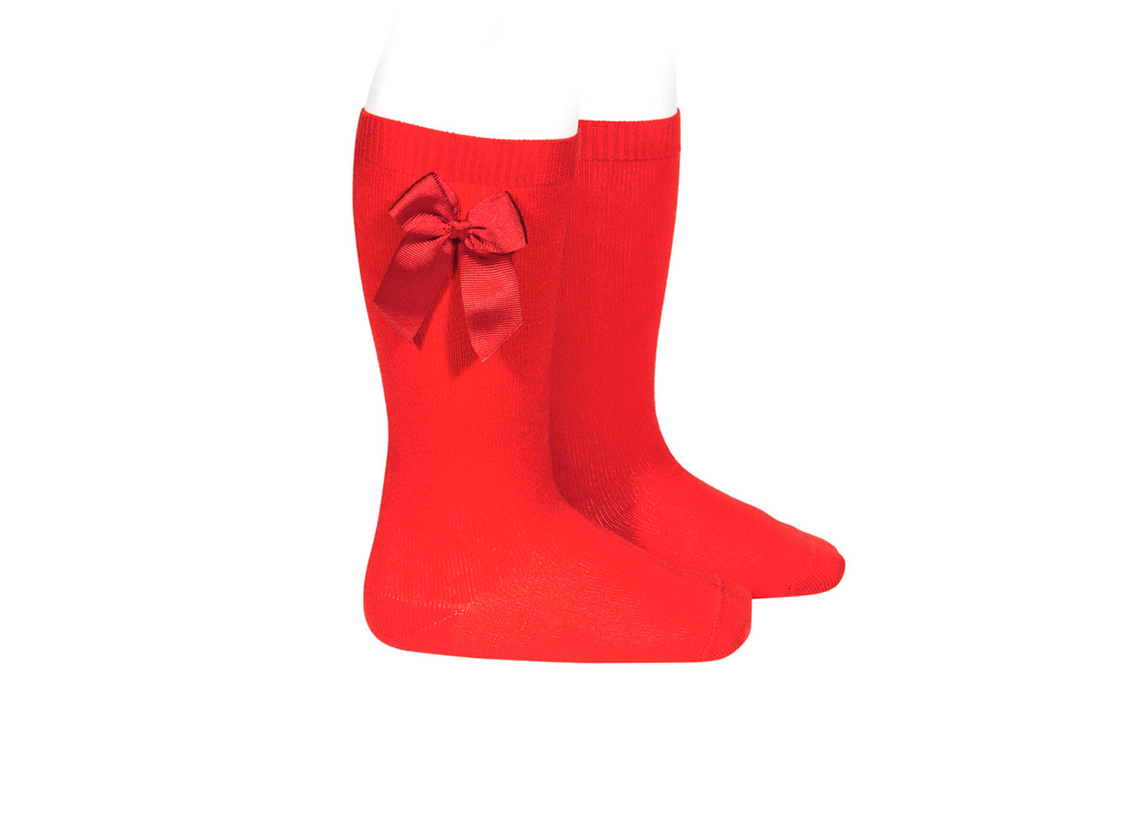 Calcetines altos rojos con lazo para niña