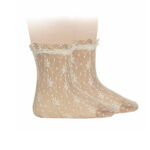 Calcetines beige de encaje para niña