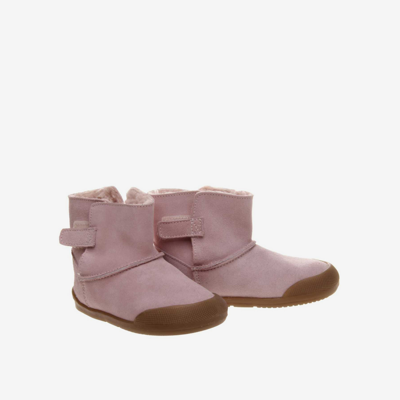 Bora niña respetuosa de ante rosa con velcro.