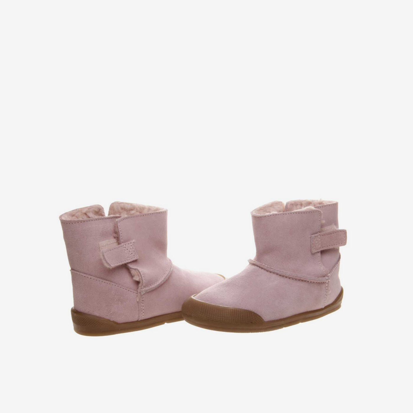 Bora niña respetuosa de ante rosa con velcro.