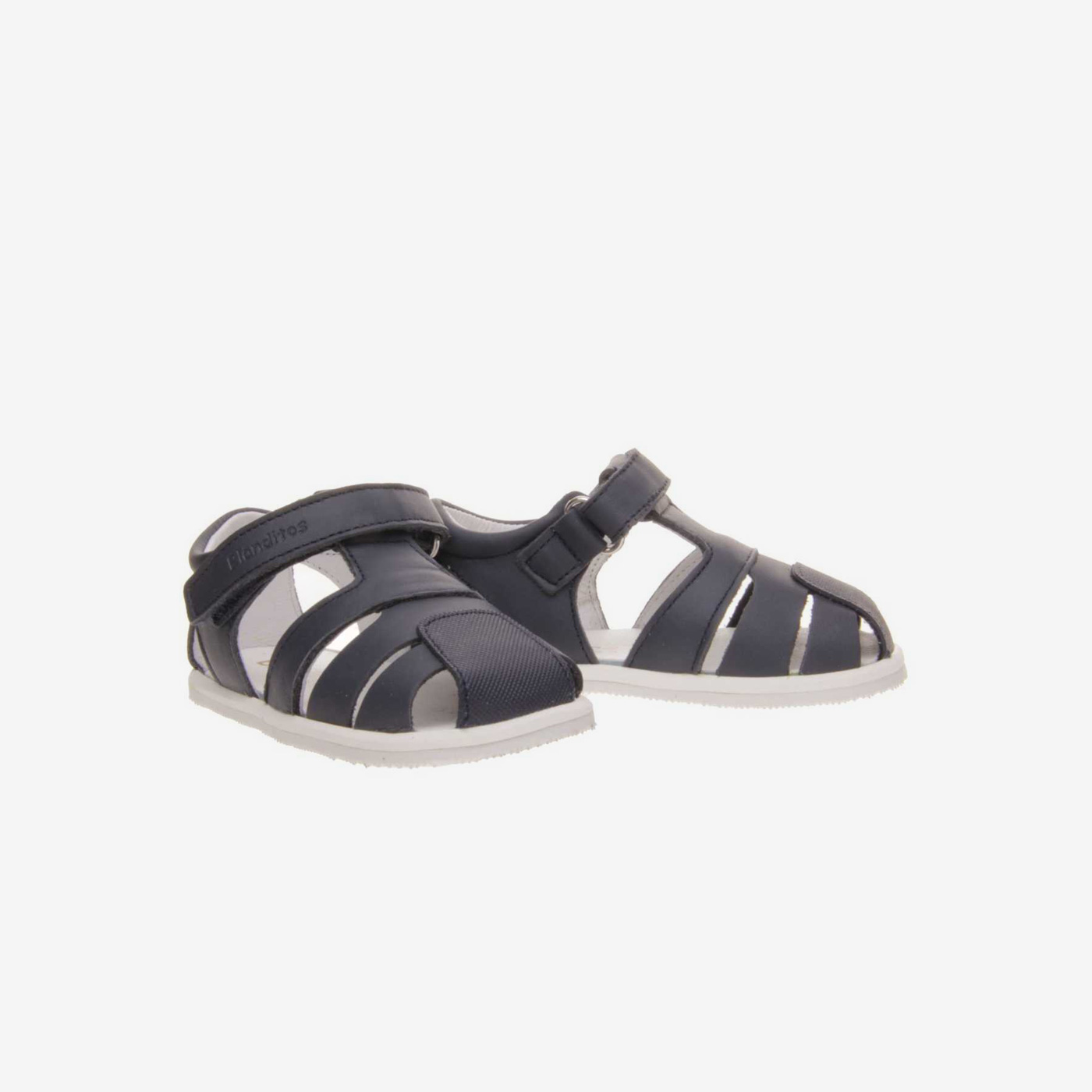 Sandalia de niño respetuosa en azul con velcro.