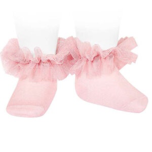 Calcetines niña rosa con volante de tul Cóndor