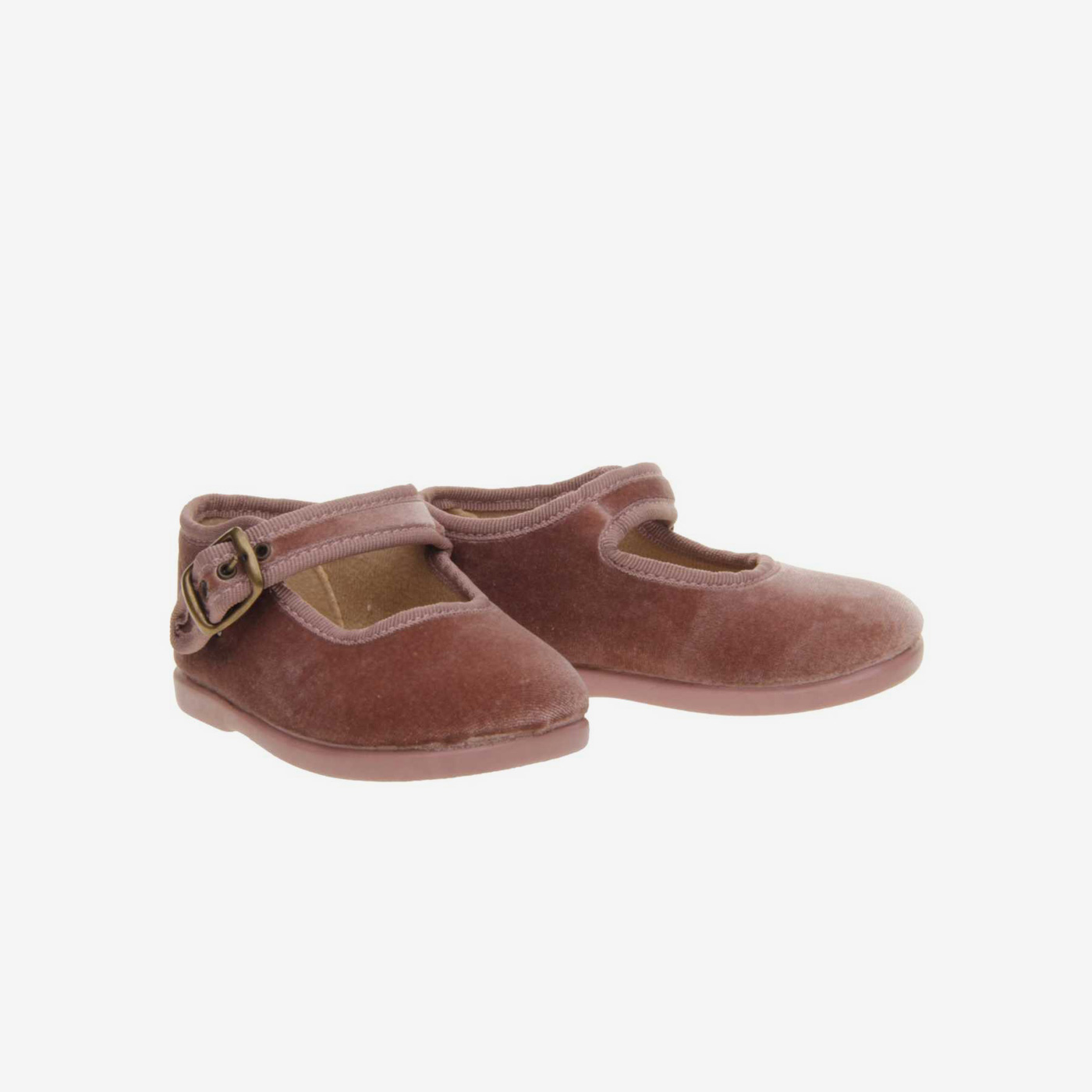 Mercedes niña en serraje rosa con hebilla.