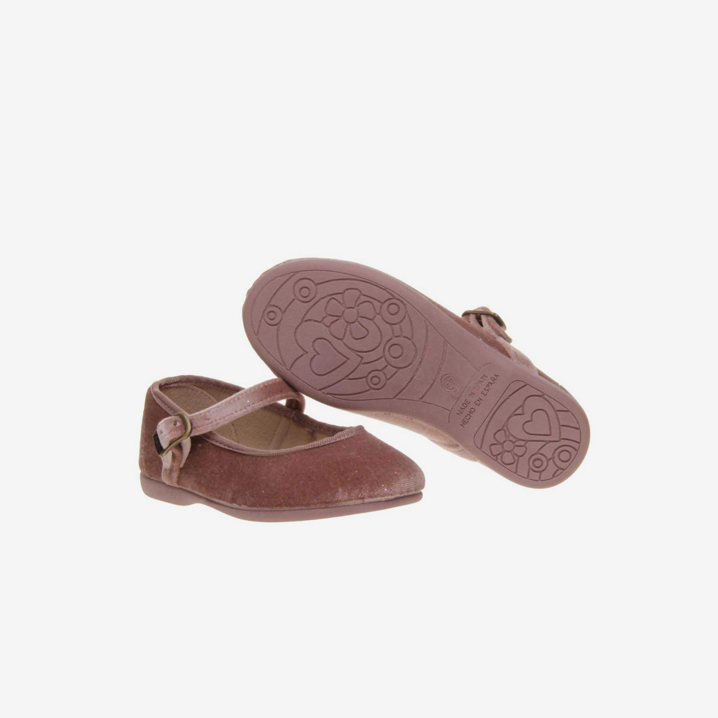 Mercecitas niña terciopelo rosa con hebilla.