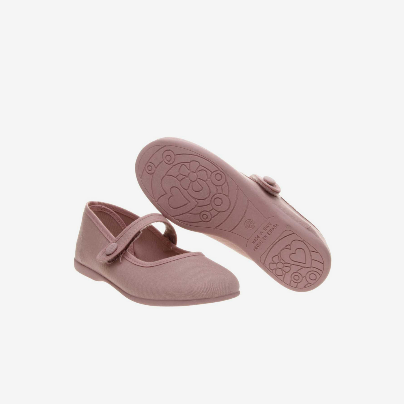 Mercedes de niña en tela rosa con velcro.