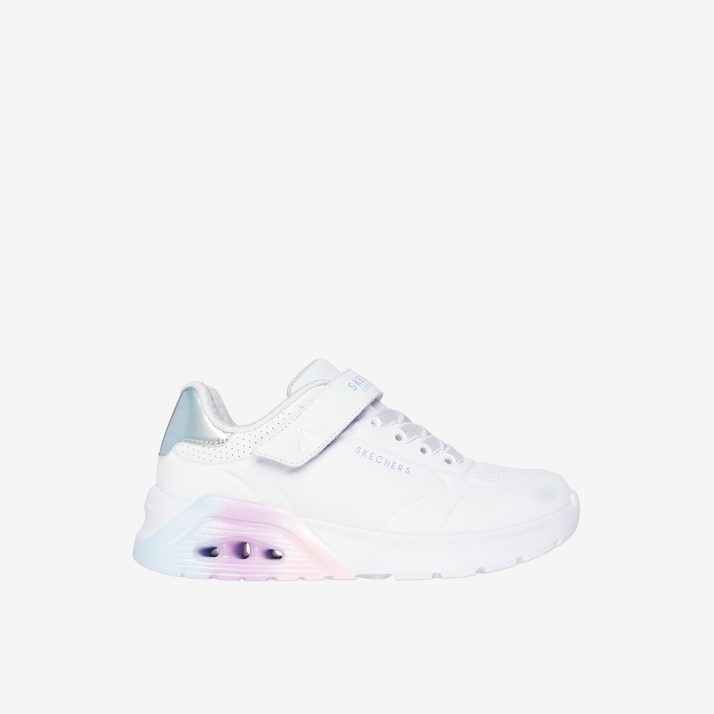 Skechers blancas niña, amortiguadas y fáciles de calzar