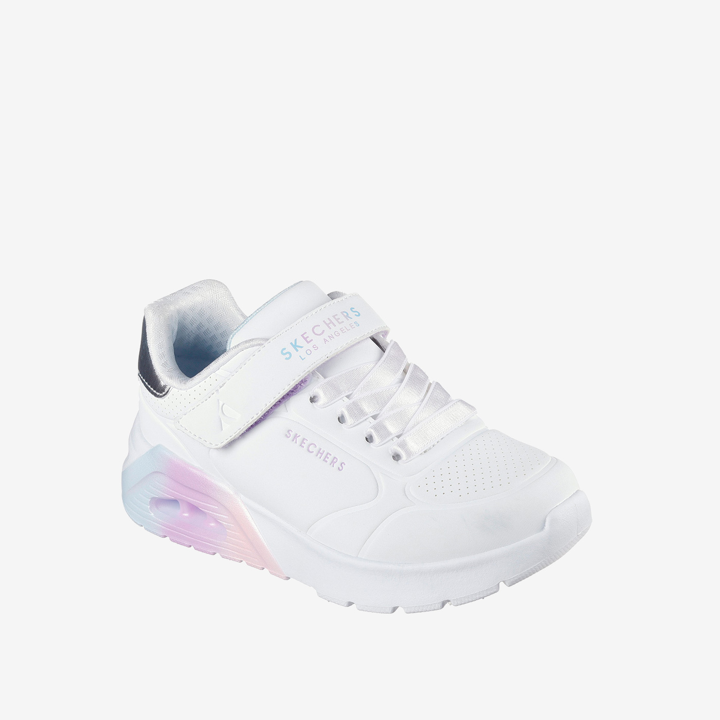 Skechers blancas niña, amortiguadas y fáciles de calzar