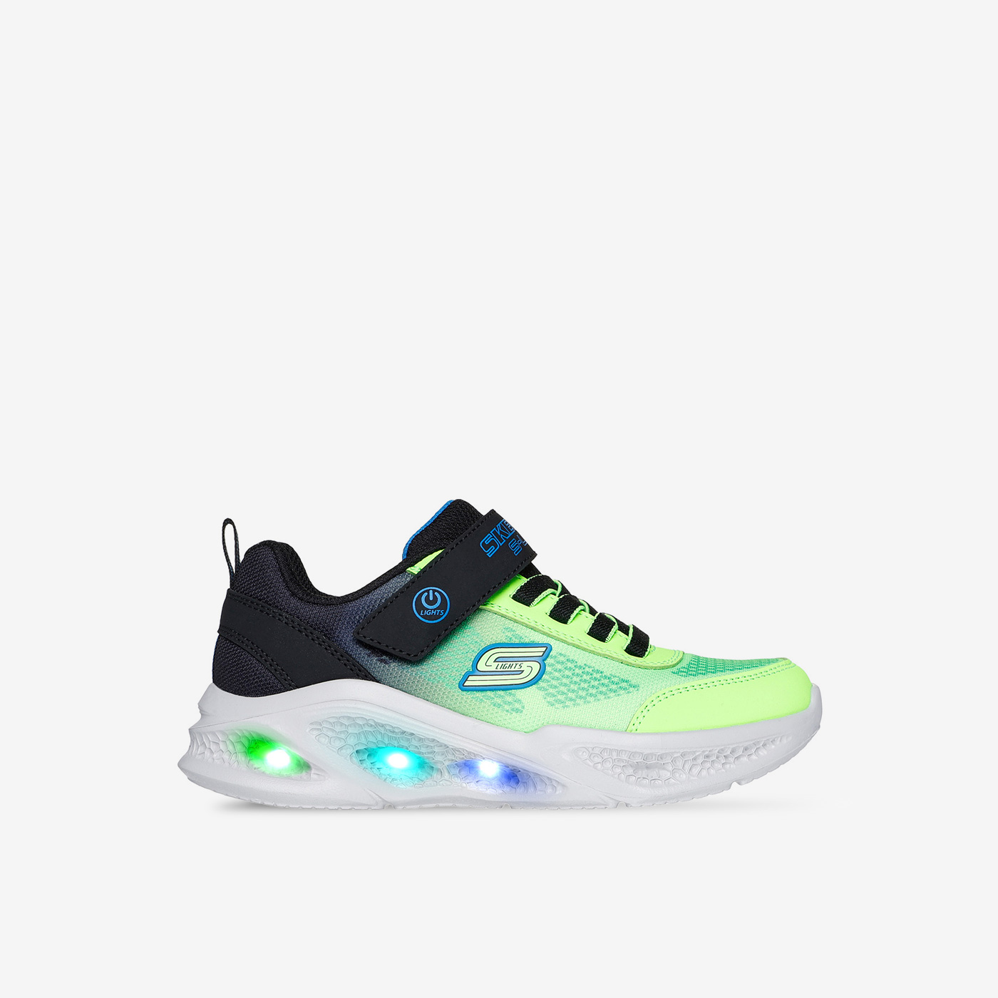 Skechers niño con luces led en verde lima