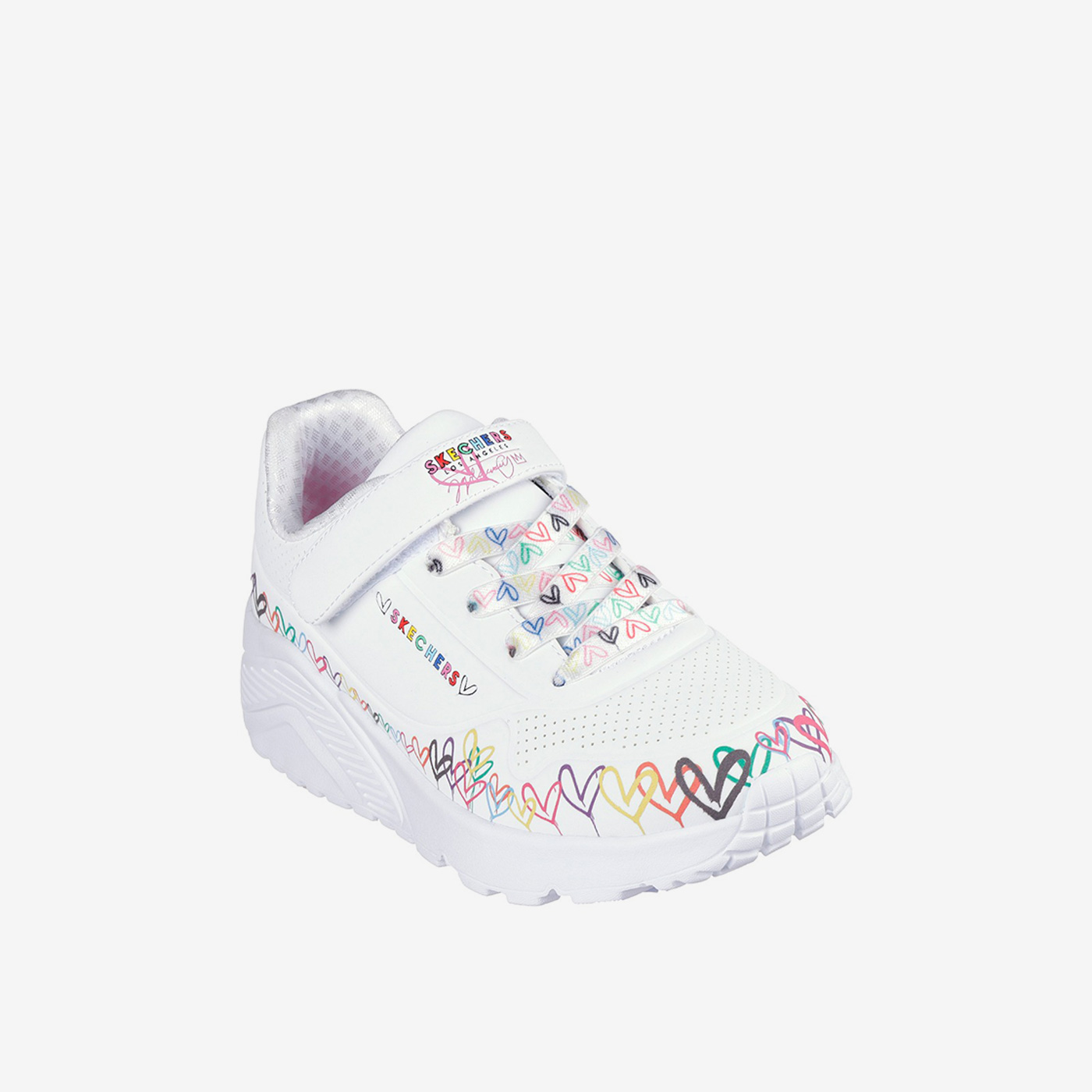 Skechers blancas con corazones para niña | Cómodas y llenas de alegría