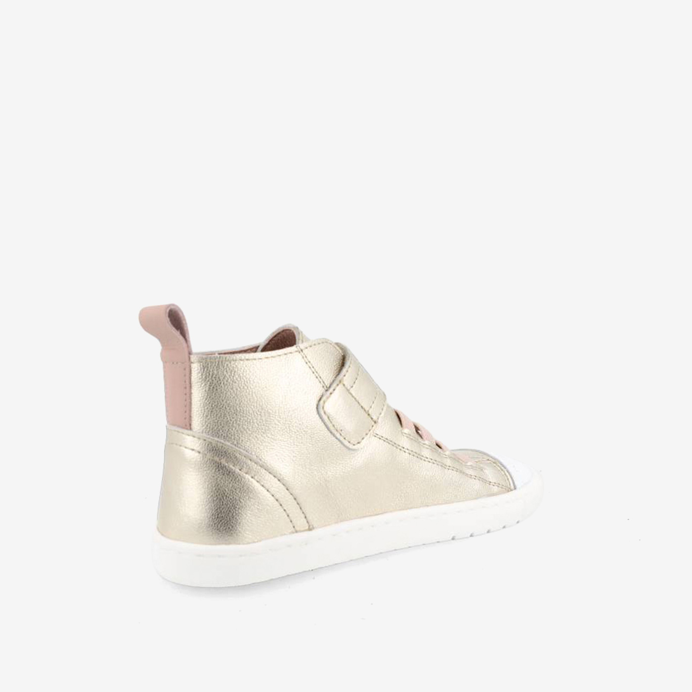 Blanditos bota respetuosa de niña dorada con velcro.